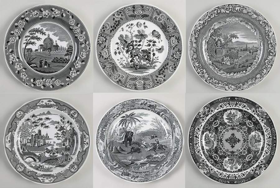 Archive Collection Black Dinner Plate - Set of 6 Motifs by Spode-1