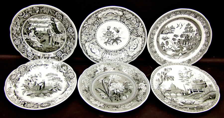 Archive Collection Black Dinner Plate - Set of 6 Motifs by Spode-1