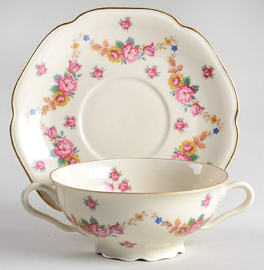 SCL14 Footed Cream Soup Bowl & Saucer Set by Schlaggenwald-1