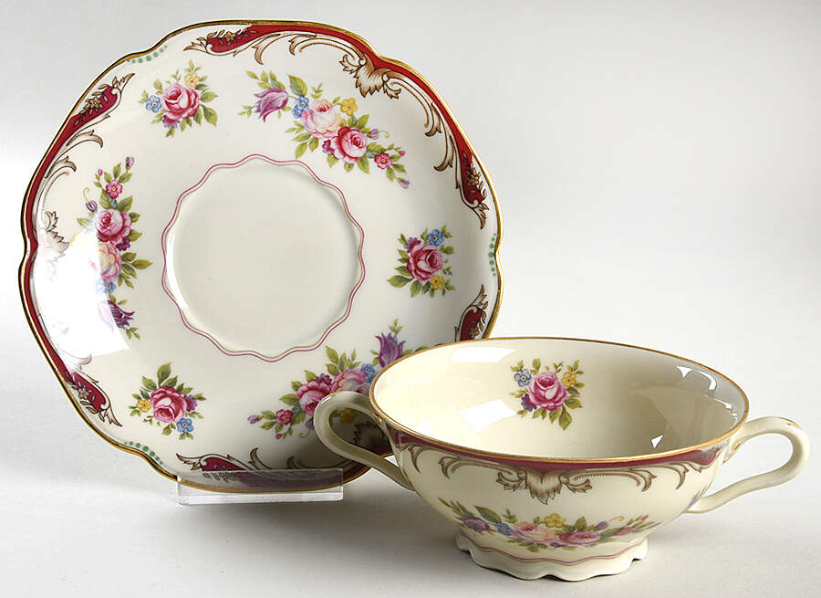 SCL15 Footed Cream Soup Bowl & Saucer Set by Schlaggenwald-1