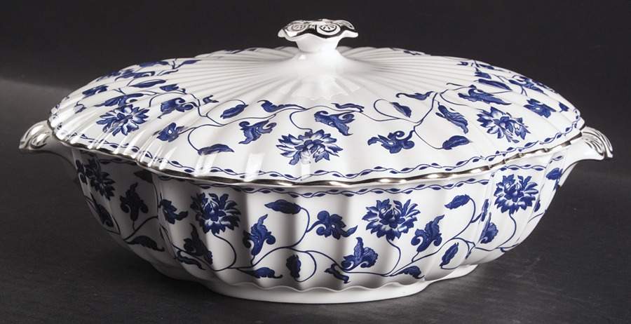 Colonel Blue Round Covered Vegetable by Spode-1