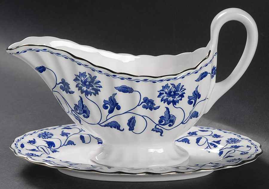 Colonel Blue Gravy Boat & Underplate/Relish by Spode-1