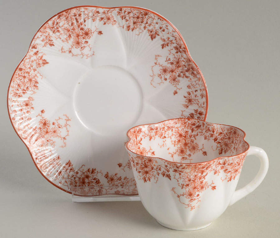 Dainty Sienna Flat Cup & Saucer Set by Shelley-1