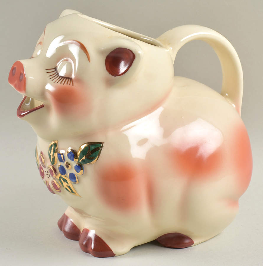 Smiley Pig  Figural #3 Pitcher by Shawnee-1