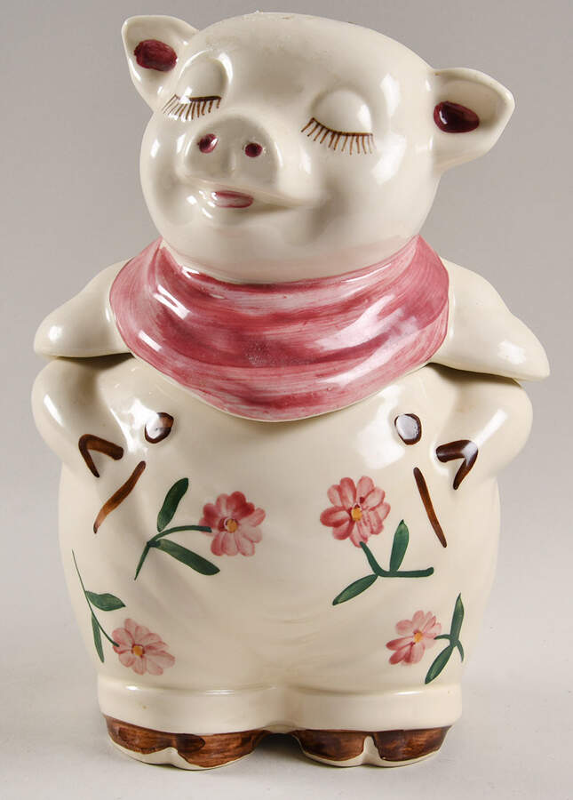 Smiley Pig  Cookie Jar & Lid #44 by Shawnee-1