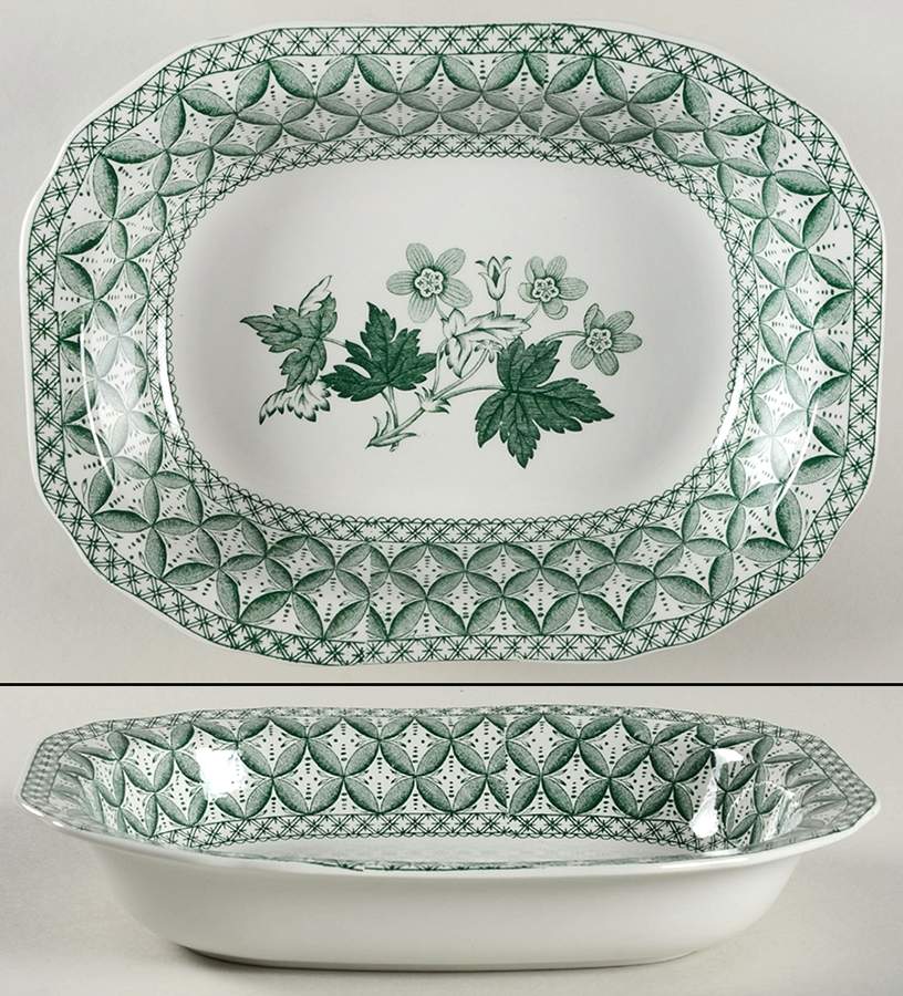 Geranium Green (Camilla Shape, Newer) 9" Oval Vegetable Bowl by Spode-1
