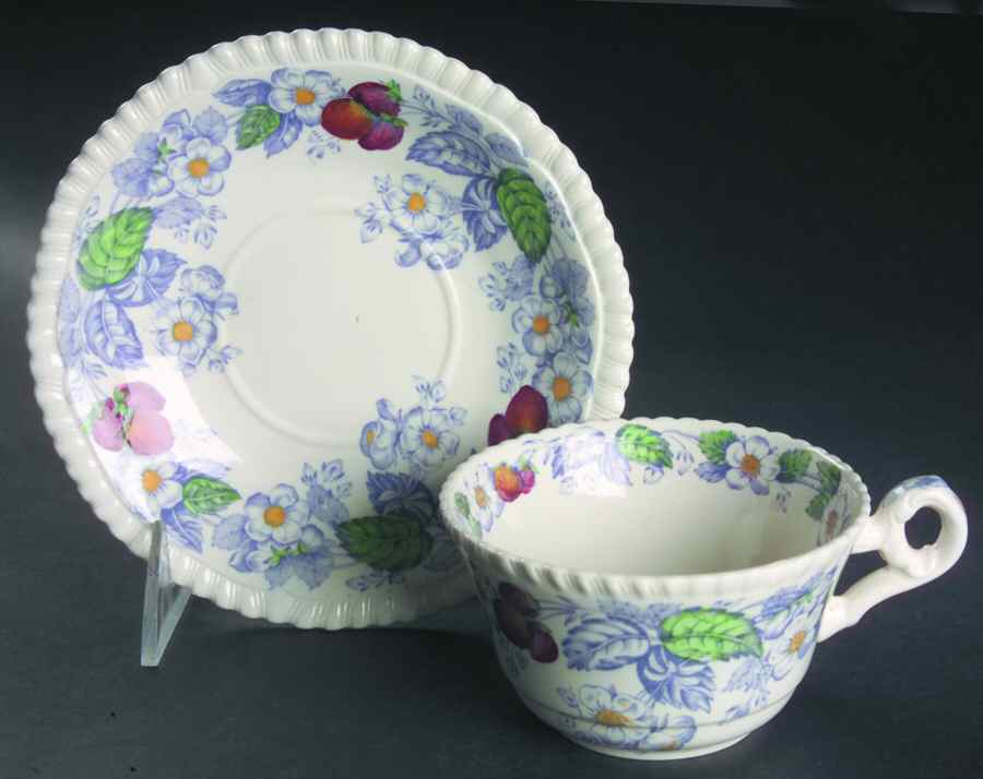 Strawberry Flat Cup & Saucer Set by Spode-1