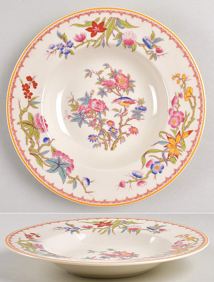 Bombay (Yellow Trim, Ivory Body) Rim Soup Bowl by Syracuse-1