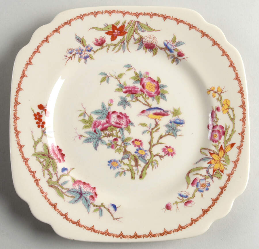Bombay (Yellow Trim, Ivory Body) Square Salad Plate by Syracuse-1