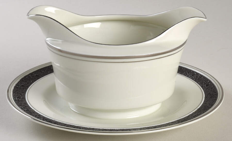 Midnight Dream Round Gravy Boat/Attached Underplate by Sone-1