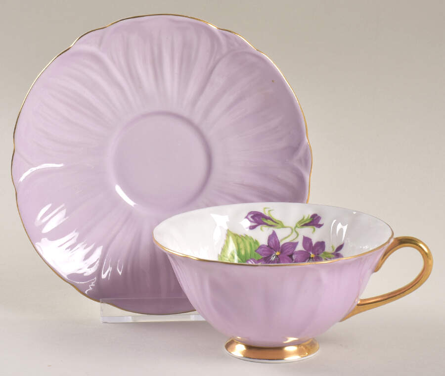 Violets (Oleander) Footed Cup & Saucer Set by Shelley-1