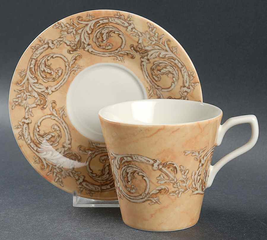 Venetian Scroll Flat Cup & Saucer Set by Sasaki-1