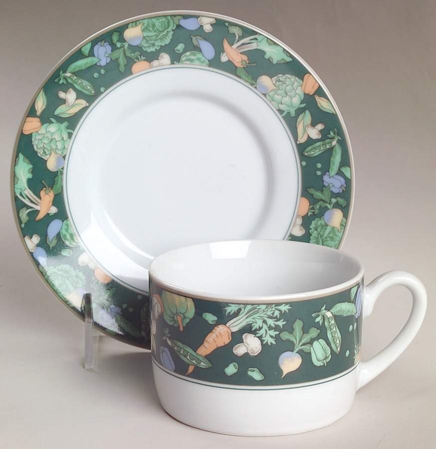 Vegetable Medley Flat Cup & Saucer Set by Studio Nova-1