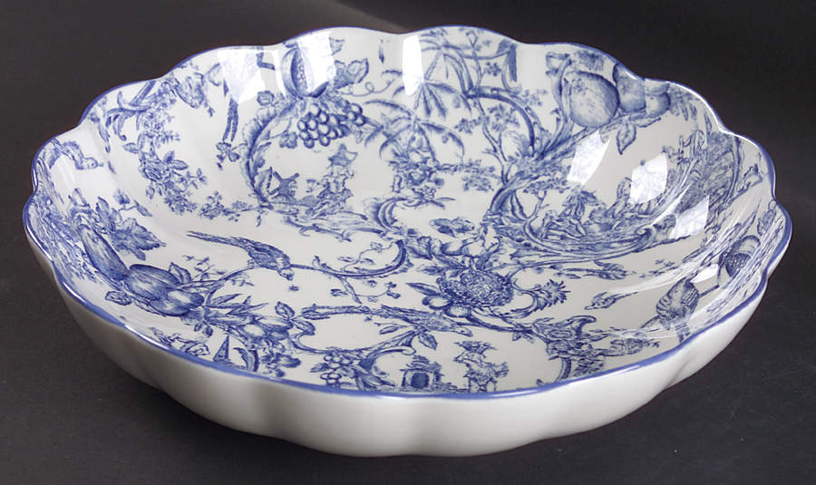 Provencial Garden Blue Large Round Fluted Dish aka Chip/Dip Plate by Spode-1