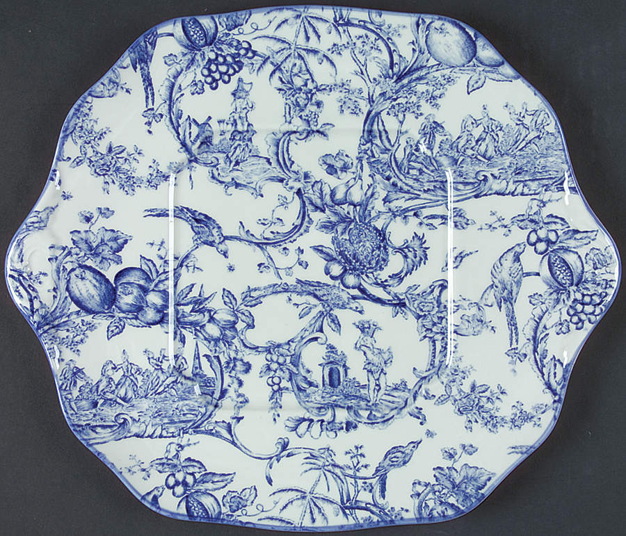 Provencial Garden Blue Square Handled Cake Plate by Spode-1