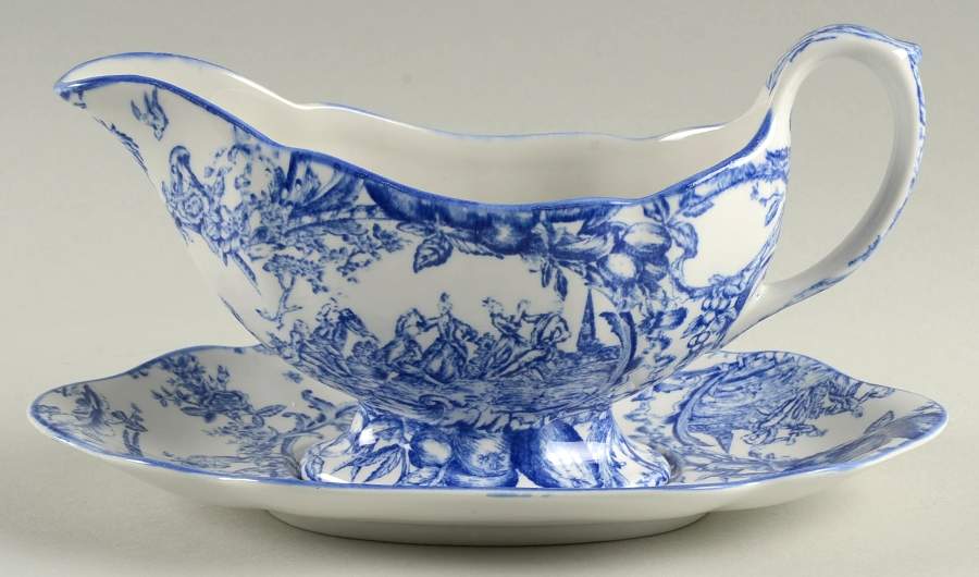 Provencial Garden Blue Gravy Boat & Underplate by Spode-1