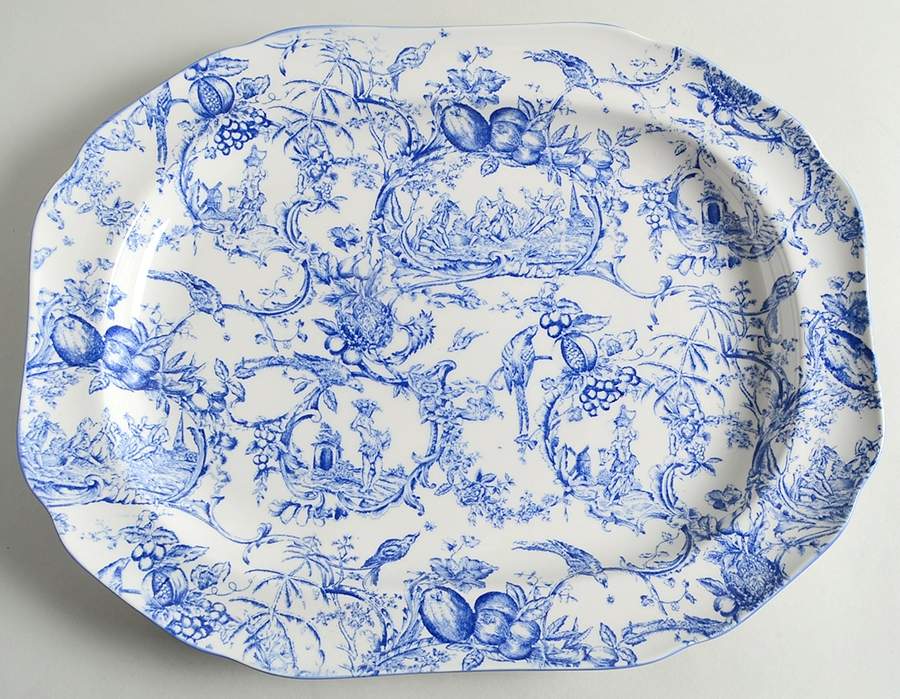 Provencial Garden Blue 14" Oval Serving Platter by Spode-1