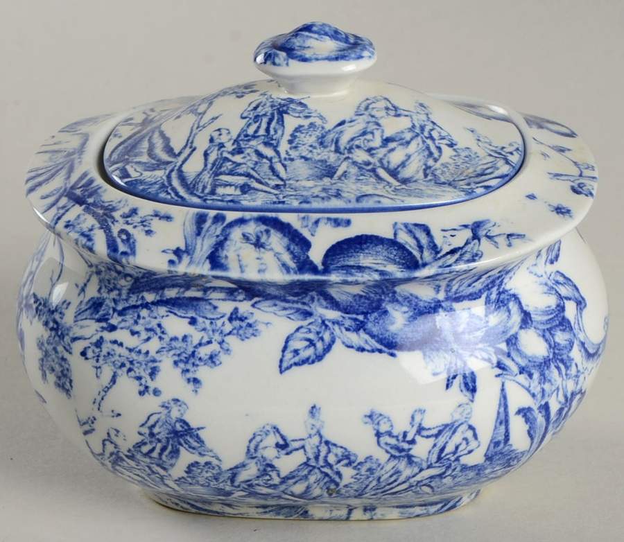 Provencial Garden Blue Sugar Bowl & Lid by Spode-1