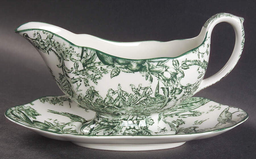Provencial Garden Green Gravy Boat & Underplate by Spode-1