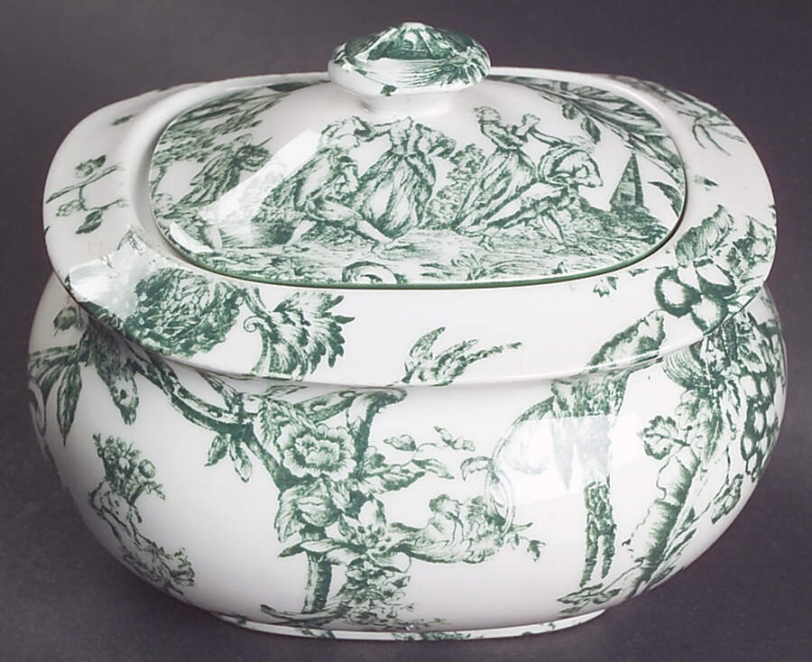 Provencial Garden Green Sugar Bowl & Lid by Spode-1