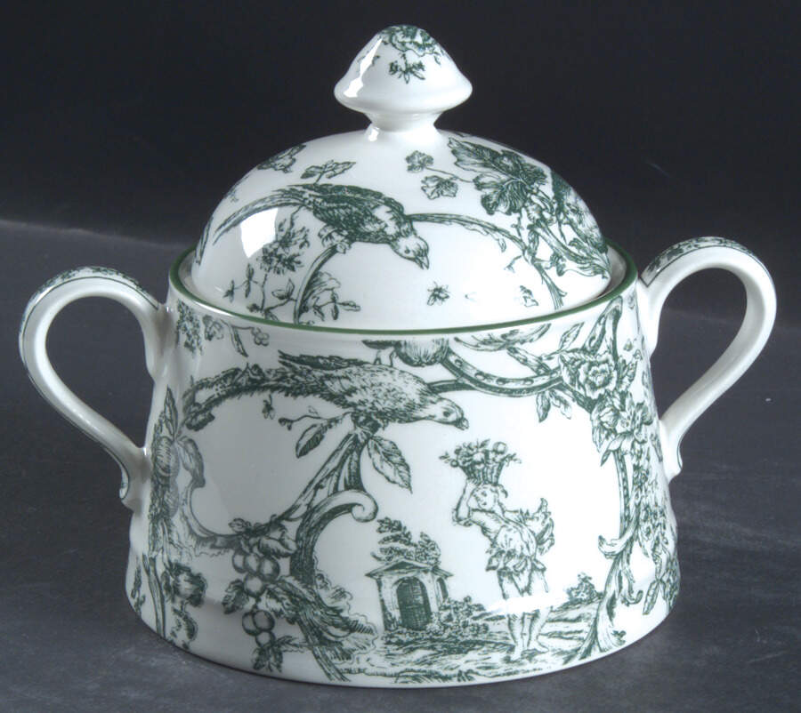 Provencial Garden Green Sugar Bowl & Lid by Spode-1