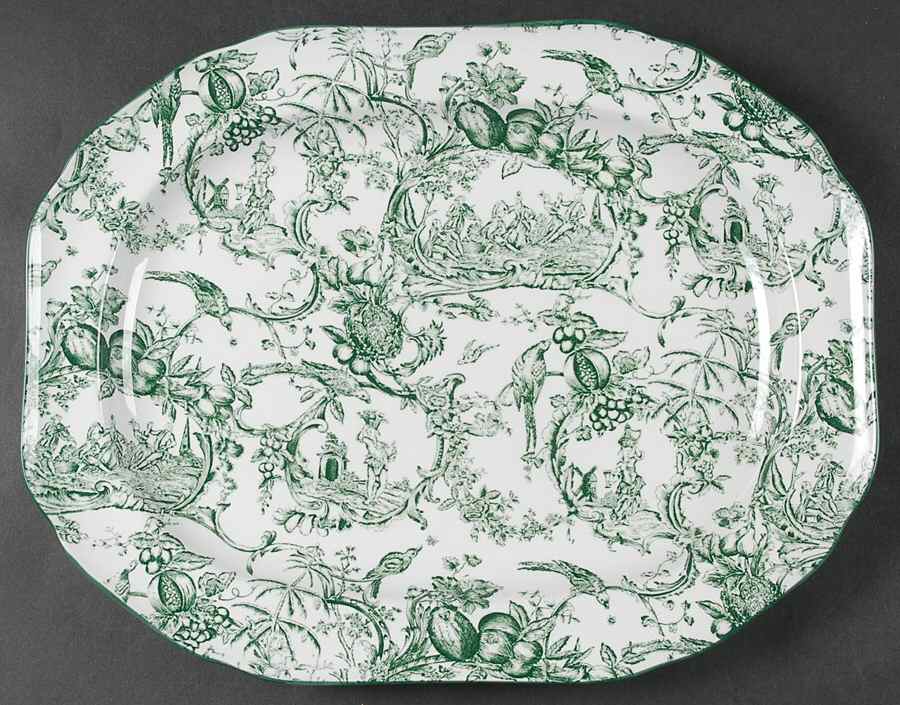 Provencial Garden Green 14" Oval Serving Platter by Spode-1