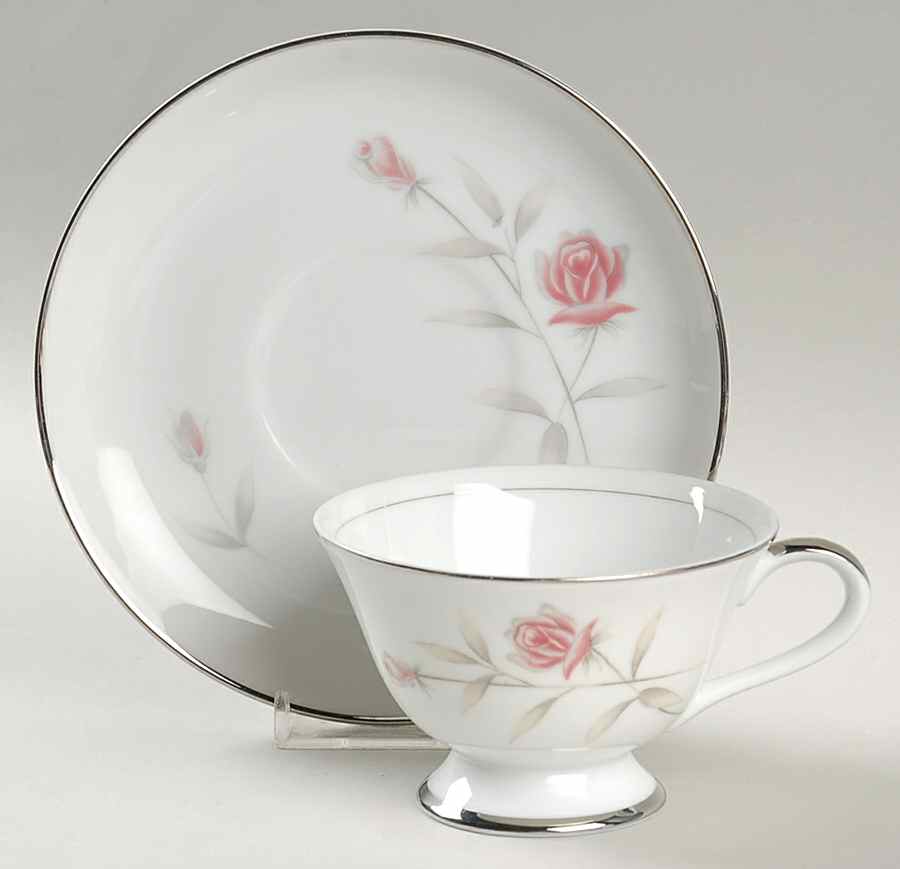 Dusty Rose Footed Cup & Saucer Set by Seyei Toki Co-1