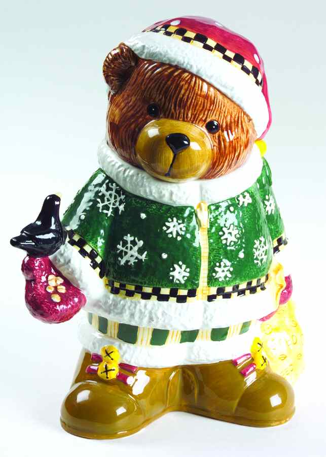 Christmas Bears Figural Cookie Jar & Lid by Sakura-1