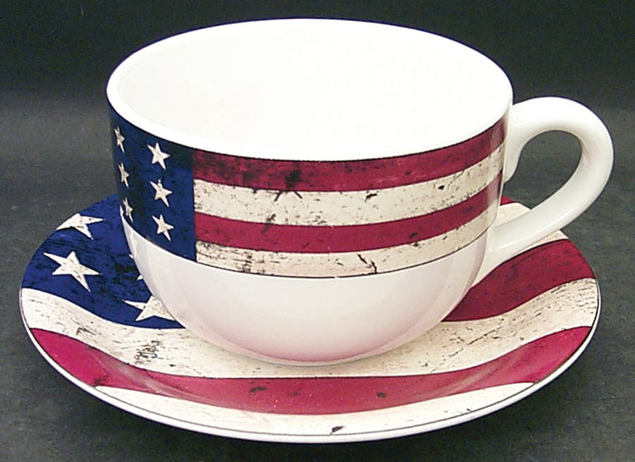 Colonial (Black Trim) Jumbo Cup & Saucer Set by Sakura-1