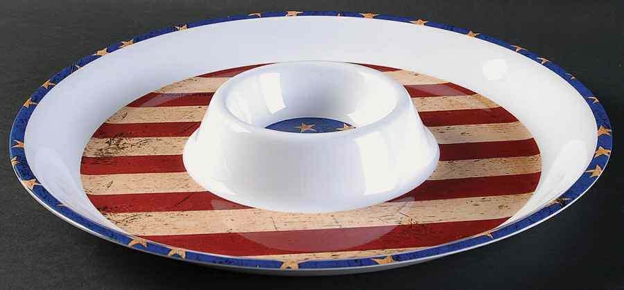 Colonial (Black Trim) 1 Piece Melamine Chip & Dip by Sakura-1