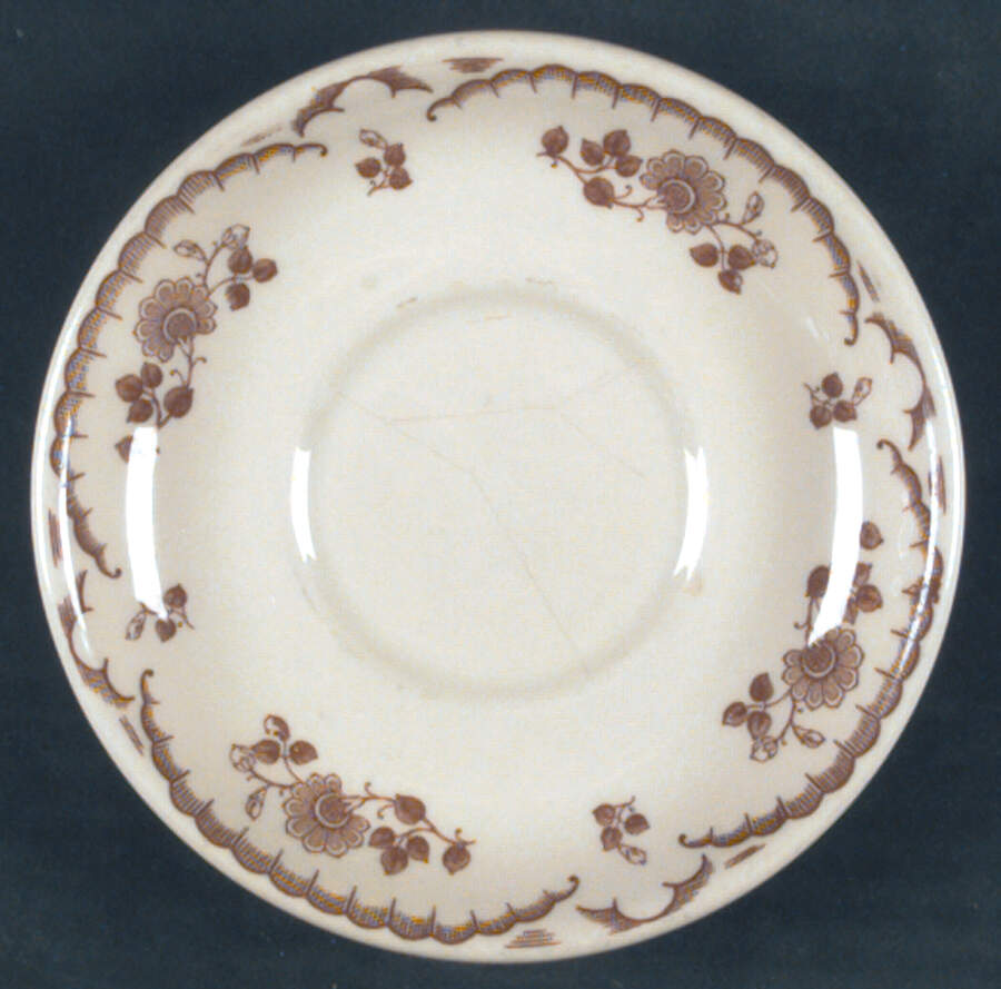 Chardon Rose Red on Tan Saucer by Shenango-1