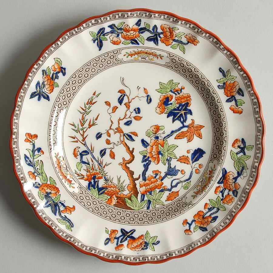 Indian Tree (Rust, Blue, Orange Trim) Salad Plate by Spode-1