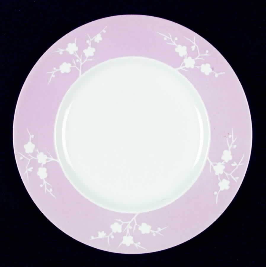 Geisha White with Dark Pink Rim Dinner Plate by Spode-1