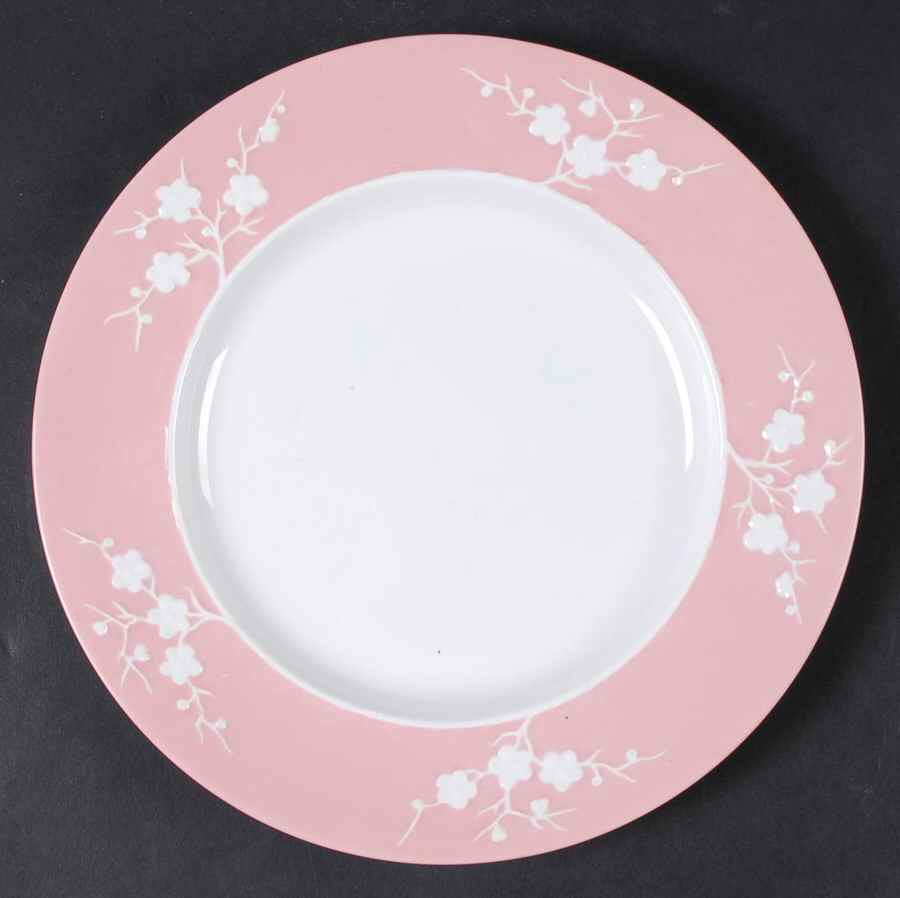 Geisha White with Dark Pink Rim Luncheon Plate by Spode-1