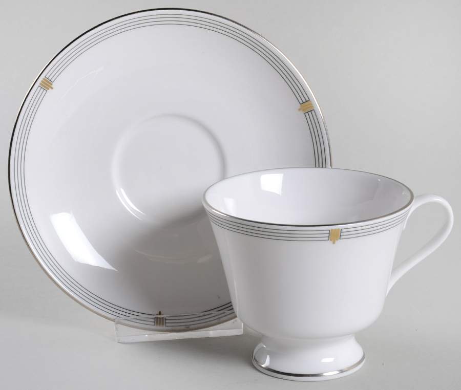 Opera Platinum  Footed Cup & Saucer Set by Spode-1
