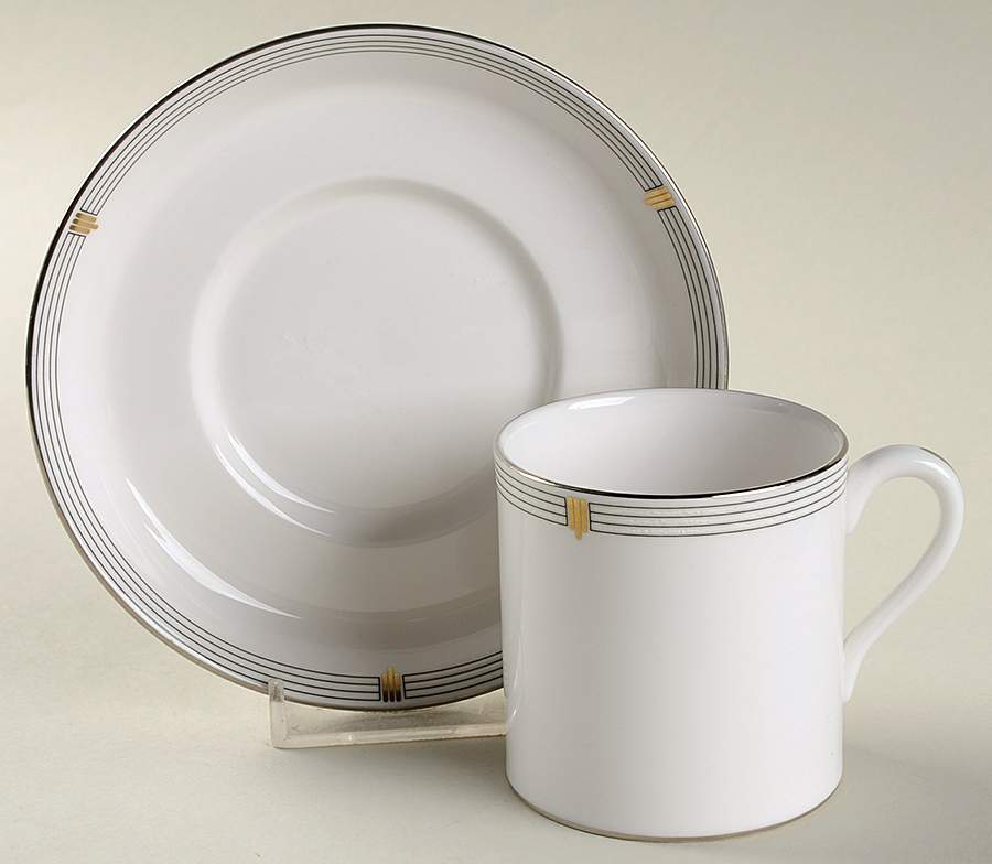 Opera Platinum  Flat Demitasse Cup & Saucer Set by Spode-1