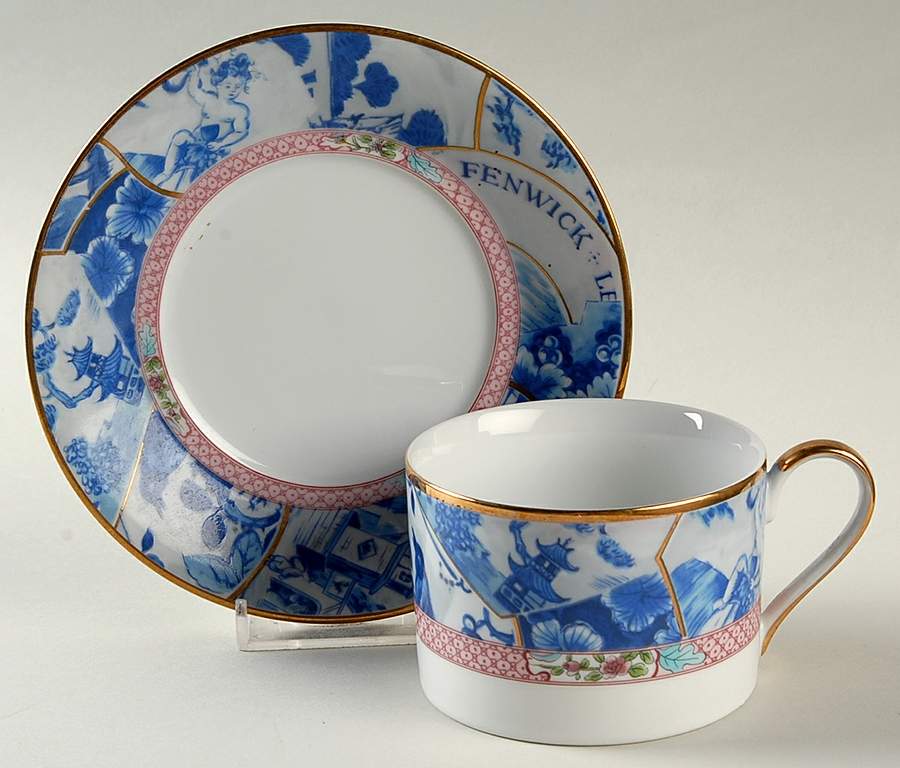Oriental Collage Flat Cup & Saucer Set by Sadek-1