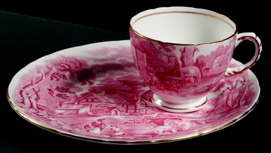 Rural Scenes Pink Snack Plate & Cup Set by Sutherland-1