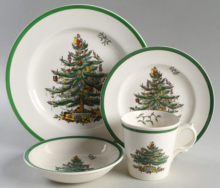 Christmas Tree (Green Trim) 4 Piece Place Setting by Spode-1