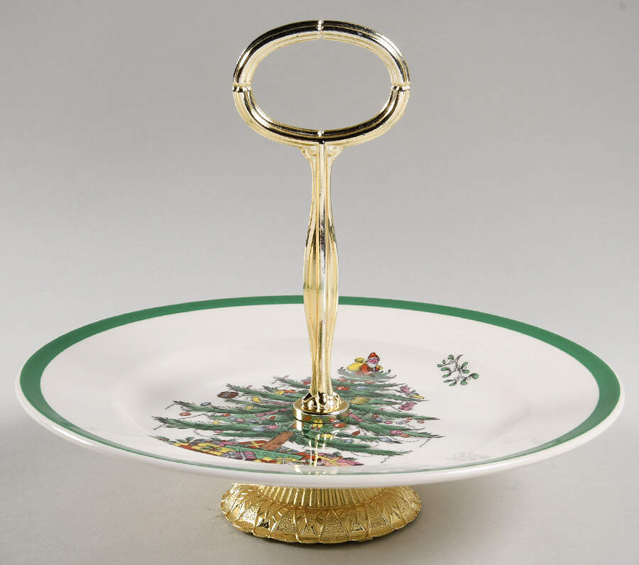 Christmas Tree (Green Trim) 6" - 7" Tidbit (from Salad Plate) HC by Spode-1