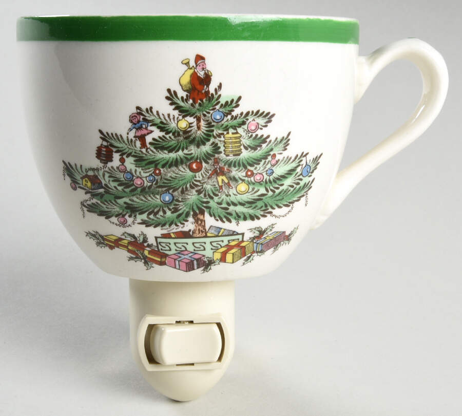Christmas Tree (Green Trim) 1 5/8" + cup (H) Night Light/Cup HC by Spode-1