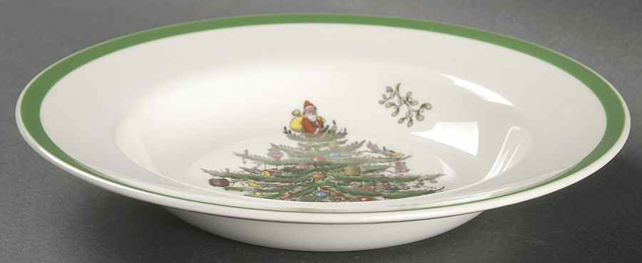 Christmas Tree (Green Trim) Rim Soup Bowl by Spode-1