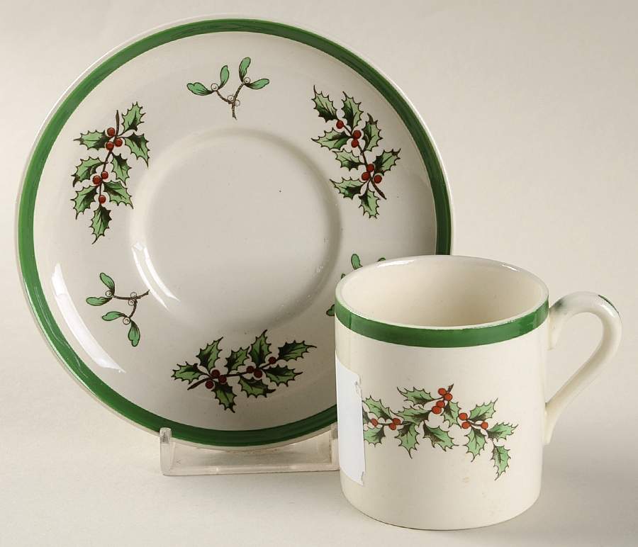 Christmas Tree (Green Trim) Flat Demitasse Cup & Saucer Set by Spode-1