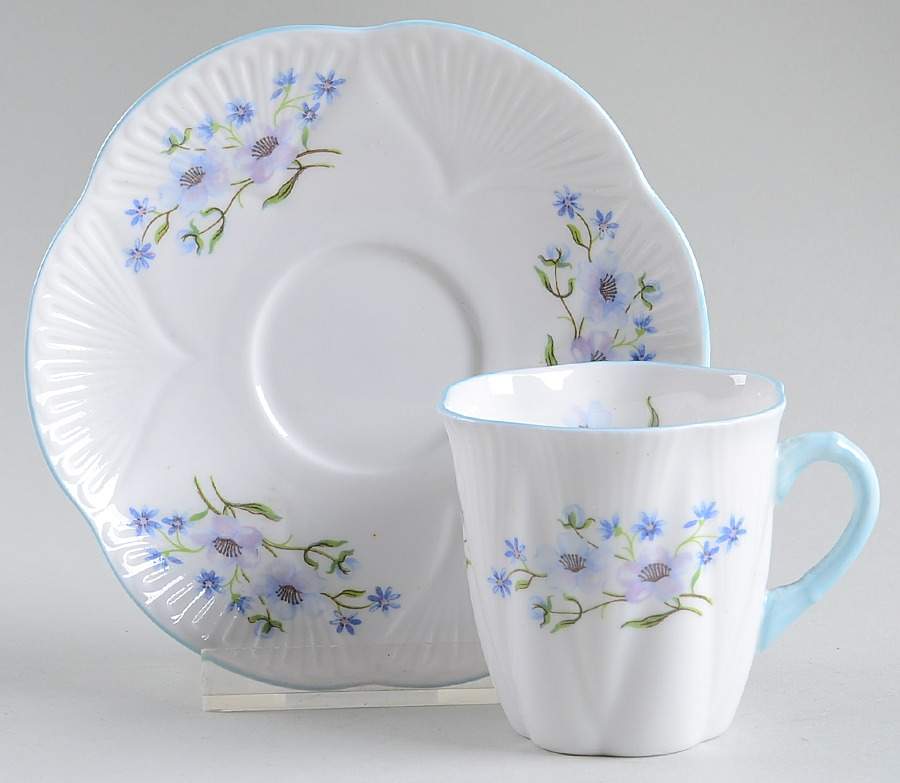 Blue Rock Flat Demitasse Cup & Saucer Set by Shelley-1
