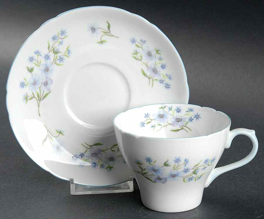 Blue Rock Flat Cup & Saucer Set by Shelley-1
