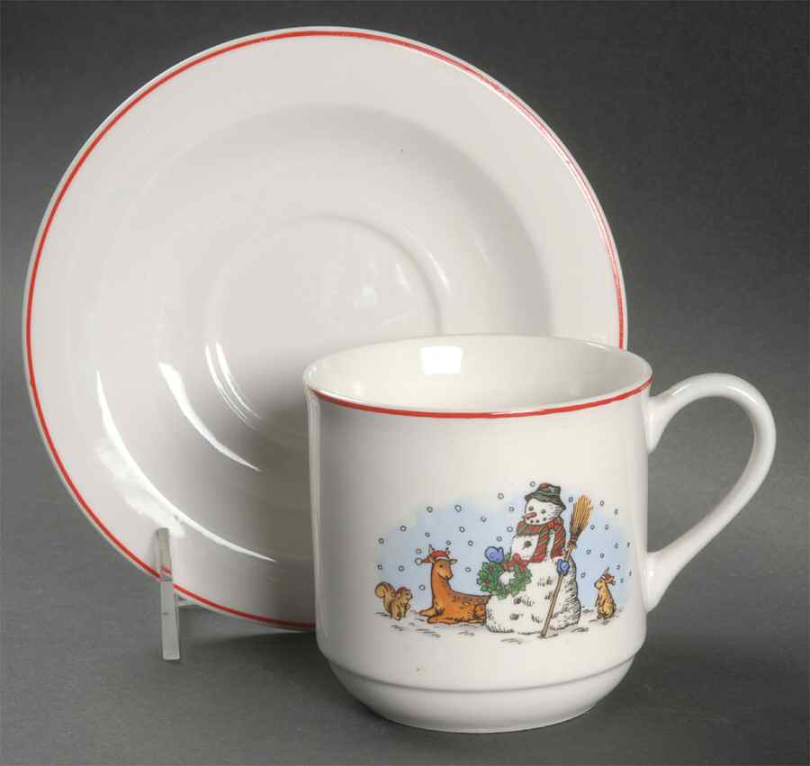 Snowman Flat Cup & Saucer Set by Salem-1