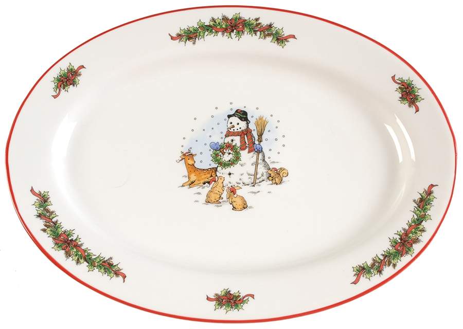 Snowman 14" Oval Serving Platter by Salem-1