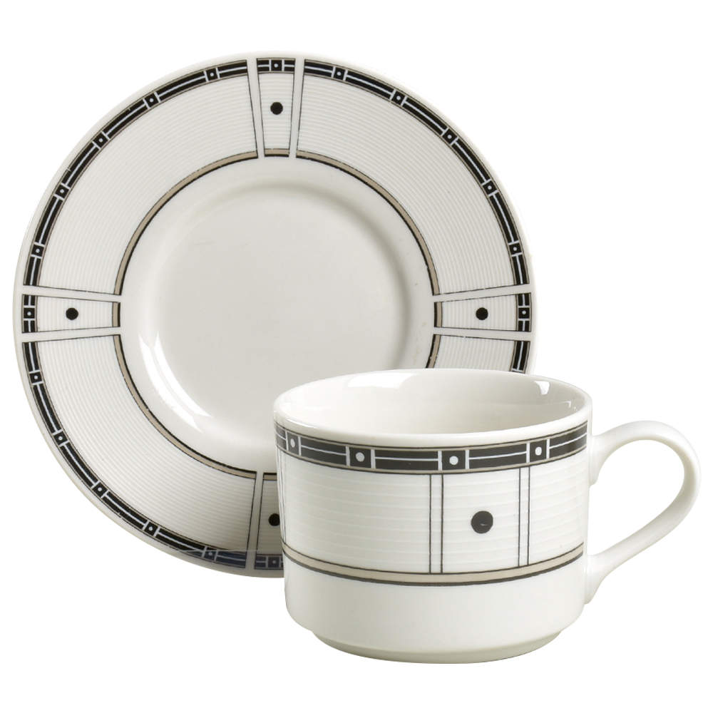 Domino Gray Flat Cup & Saucer Set by Sango-1