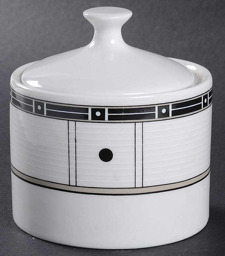 Domino Gray Sugar Bowl & Lid by Sango-1