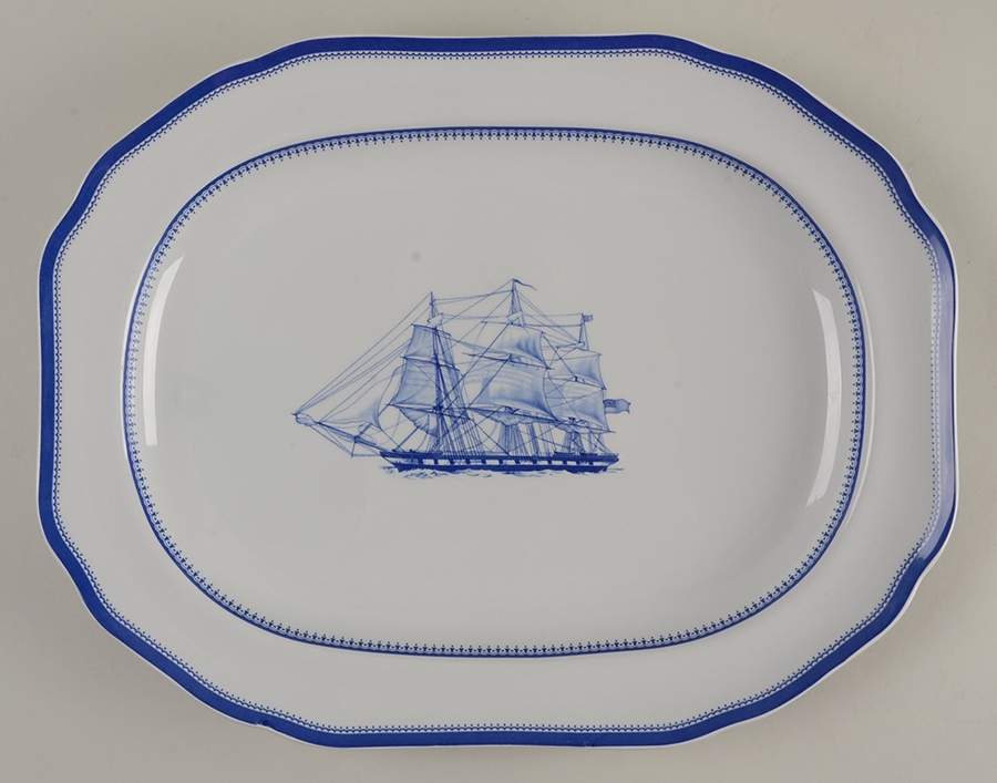 Blue Clipper 14" Oval Serving Platter by Spode-1
